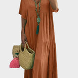 Lena | Vestido Maxi Suave com Volantes e Decote em V