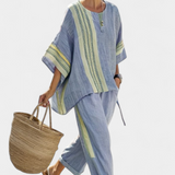 Lorena | Conjunto Boho de Linho e Bambu, Elegante Lavanda