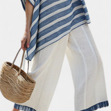 Constança | Conjunto de tela com riscas azuis inspirado no Mediterrâneo