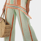 Dalila | Elegante fato de bambu e linho com riscas