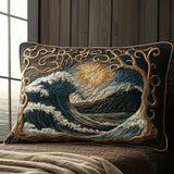 Capa de Almofada Acolchoada - Ondas do Oceano