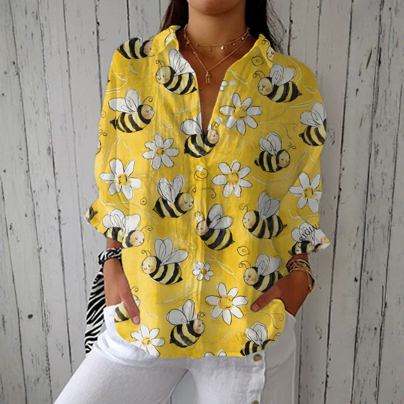Claudine | Blusa leve e encantadora com padrão de abelhas