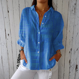Claire | Blusa às Riscas Celeste para um Look Moderno