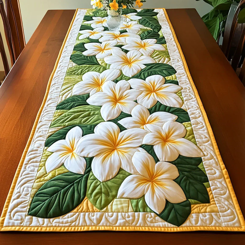 Caminho de Mesa Acolchado - Flores de Frangipani