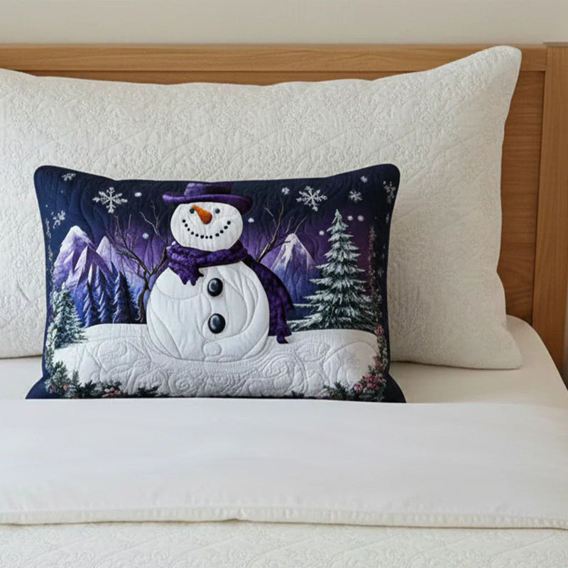 Capa de Almofada Acolchada - Boneco de Neve Roxo