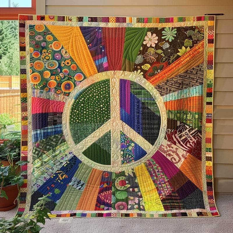 Cobertor Almofadado Vintage com Símbolo da Paz | Estilo que Encanta