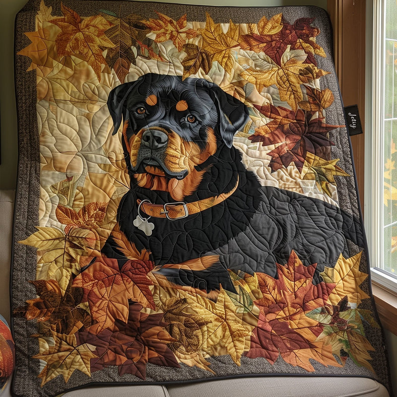 Cobertor Almofadado Rottweiler Brisa de Outono | Feito à Mão com Amor