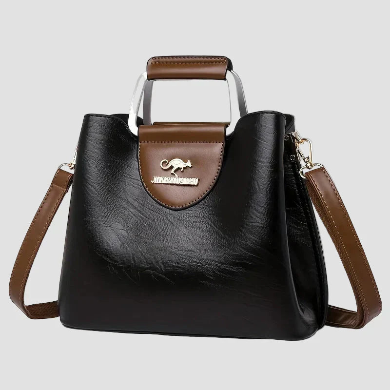 Anna - Elegante Bolsa de Couro Bicolor