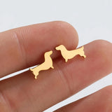 Aros de cão teckel – Brincos minimalistas de metal