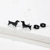 Aros de cão teckel – Brincos minimalistas de metal