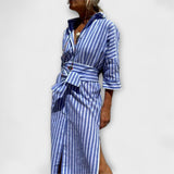 Susana | Vestido Camisero Elegante às Riscas