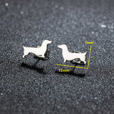 Aros de cão teckel – Brincos minimalistas de metal