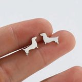 Aros de cão teckel – Brincos minimalistas de metal