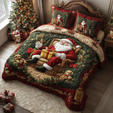 Conjunto de cama acolchoado de 3 peças - Magia do Pai Natal