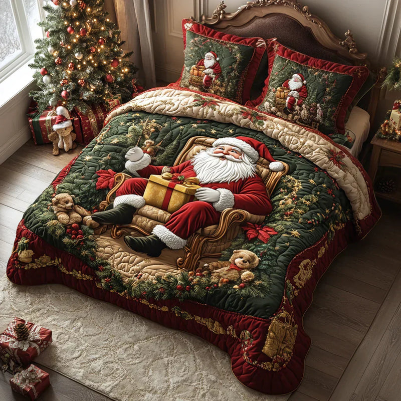 Conjunto de cama acolchoado de 3 peças - Magia do Pai Natal