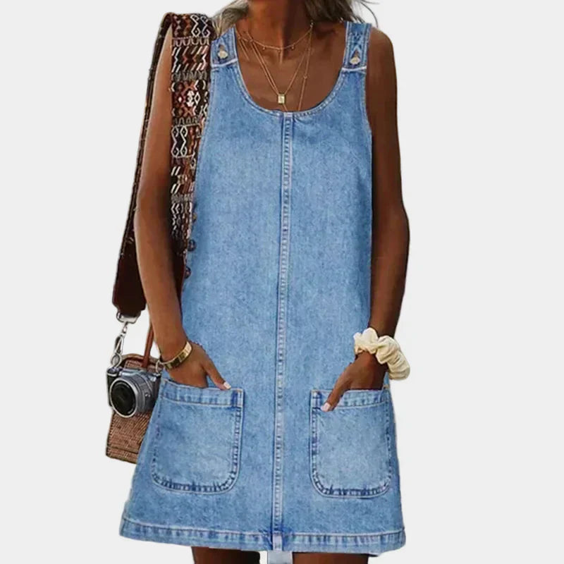 Vestido de ganga prático e leve