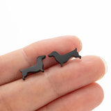 Aros de cão teckel – Brincos minimalistas de metal