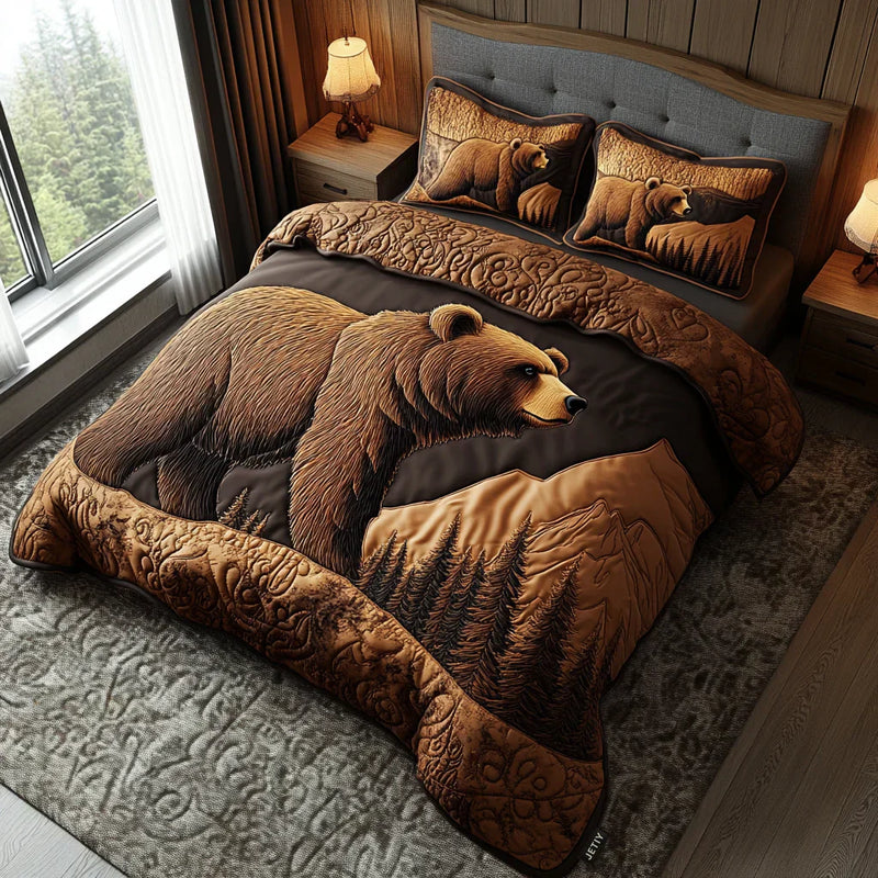 Conjunto de Cama Acolchoado de 3 Peças - Trilhos Selvagens