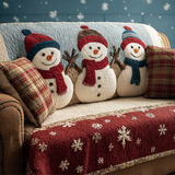 Capinha de Sofá Acolchoada com Estampa de Boneco de Neve Sorridente | Beleza Atemporal