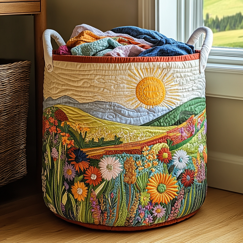 Cesta de Roupa Feita à Mão | Pradera Primaveral