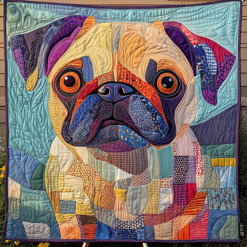 Cobertor Almofadado Amor de Pug Fofinho | Aconchego Genuíno