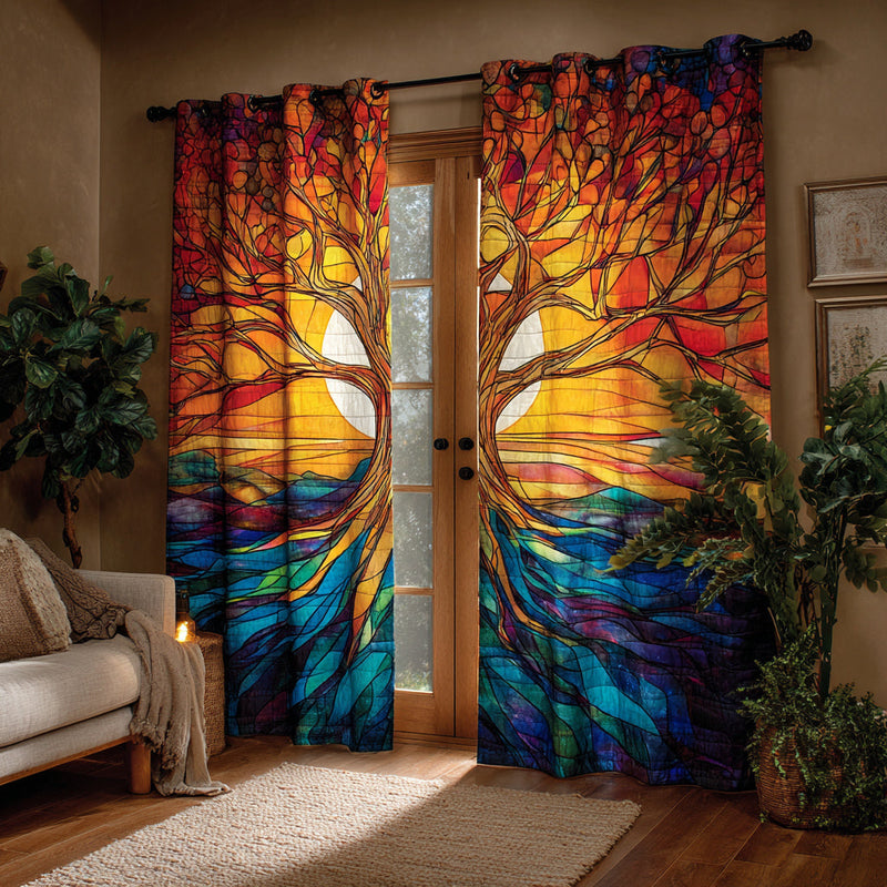 Cortinas Acolchoadas com Estampa de Árvore da Vida | Simbolismo Eterno
