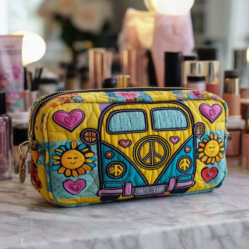 Necessaire acolchoada com design de autocarro solar | Feito à Mão com Amor