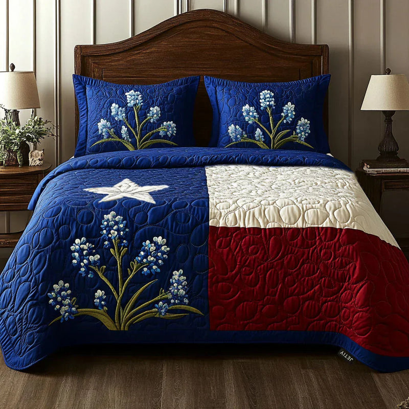 Conjunto de cama acolchoado de 3 peças - Orgulho do Texas