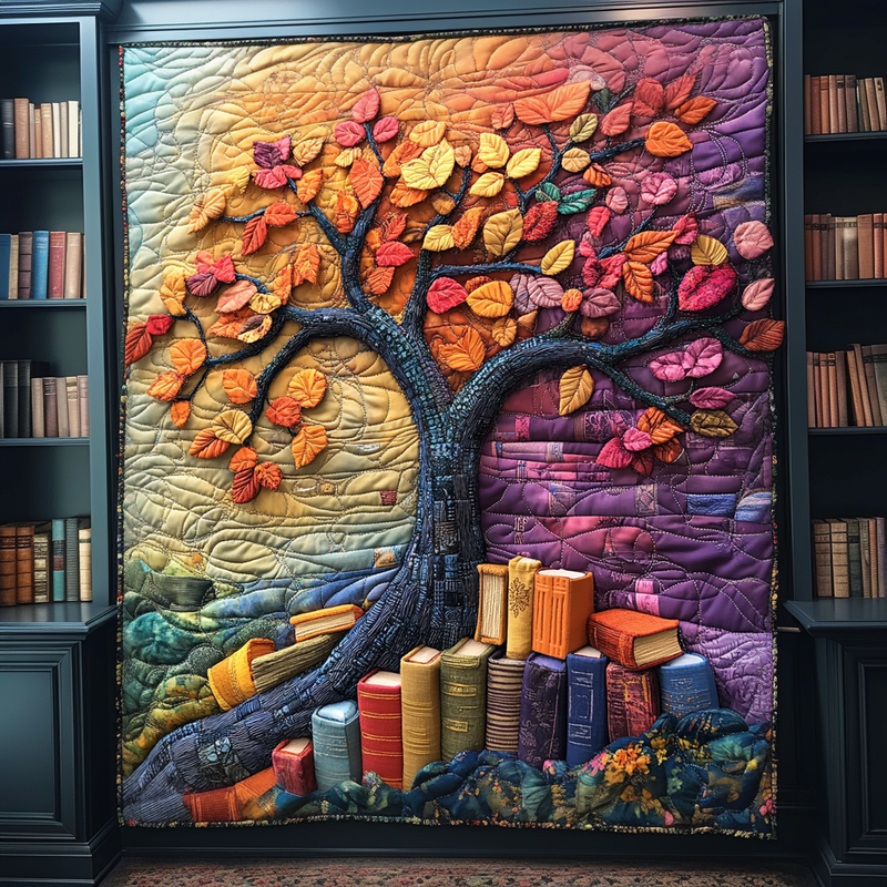 Almofadado Cobertor com Estampa de Árvore de Livros | Conforto que Aquece