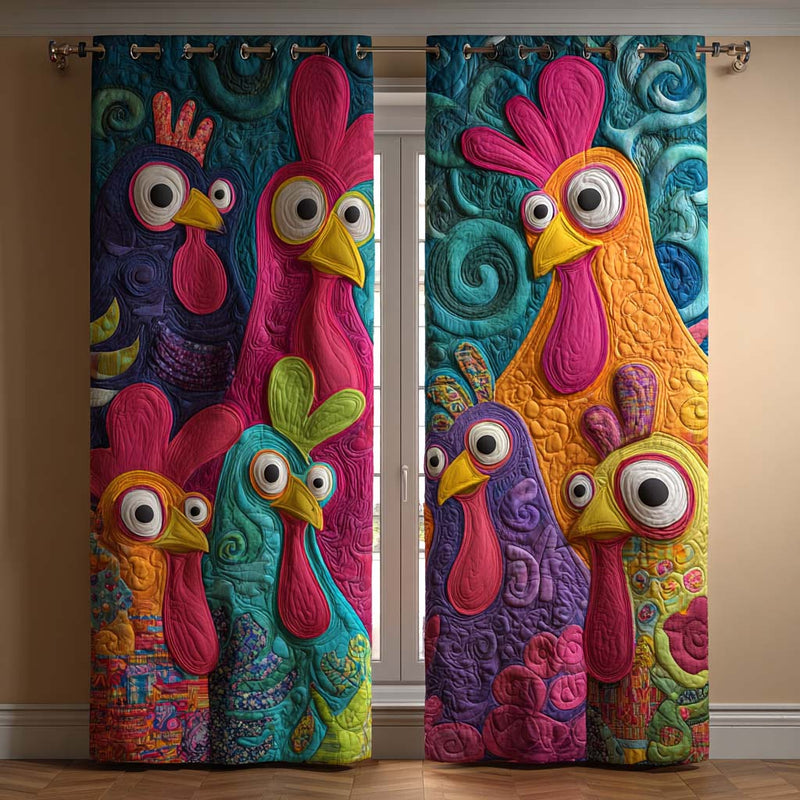 Cortinas Acolchoadas Galo Vivaz ao Estilo Folk | Alegria Autêntica