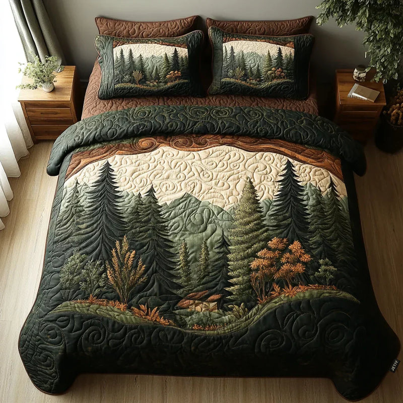 Conjunto de Cama Acolchoado de 3 Peças - Passeio pela Floresta