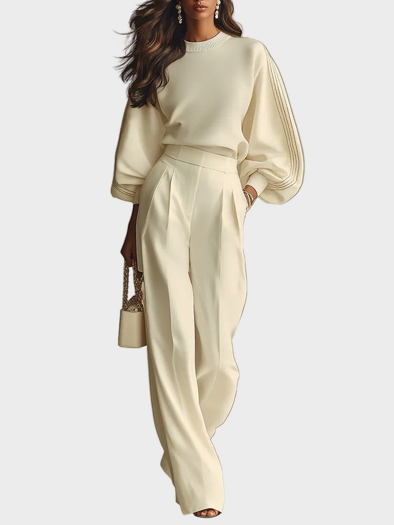 Selena – conjunto de canalé com calças largas
