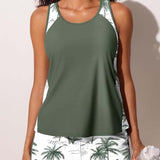 Tankini de Cor Sólida com Estilo Boyleg