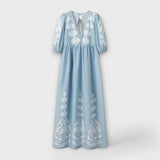 Sílvia - Vestido de Linho Rasgado com Elegância Sem Esforço