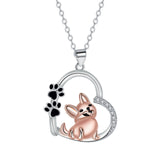 Colar de cão Amistoso de Coração em Ouro Rosa