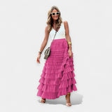 Saia boho com detalhes de cetim tecido aberto