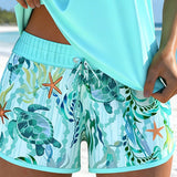 Tankini Estiloso com Estampa Marinha e Fenda