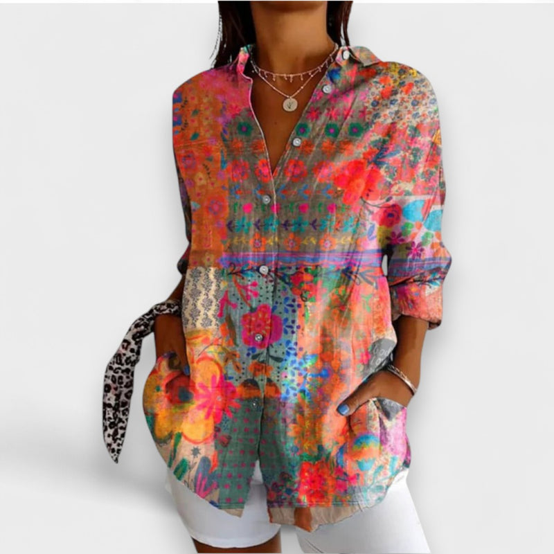Rafaela™ | Camisas com Padrão Romântico e Botões Clássicos