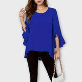 Aria - Blusa de material leve com decote redondo