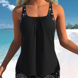 Sun-Printed Tankini with Boyshorts