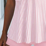 Conjunto de Tankini Listrado com Camisola de Duas Peças