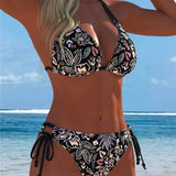 Biquíni Floral Halter de Duas Peças