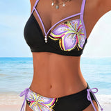 Bralette de Bikini com Estampa de Corda