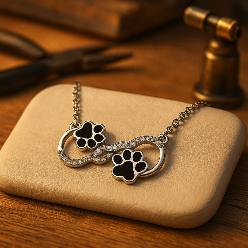 Colar com Pingente de Pata de Cão Amor Infinito com Zircônia