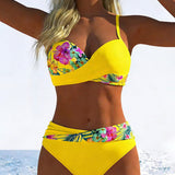 Bralette de Bikini com Estampa em Contraste