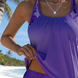 Tankini Estiloso com Estampa Marinha e Fenda