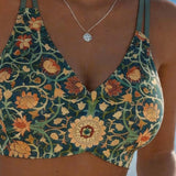Sexy Biquíni Vintage com Estampa de Flores