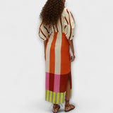 Cátia | Vestido Maxi com Decote e Mangas Bufantes