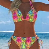 Top Halter Estampado em Cores Vibrantes