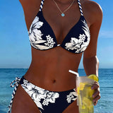 Biquíni Sexy com Decote Halter - Estilo Simples